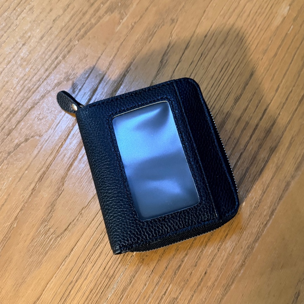 NWOT Black Zip Card Holder Wallet with ID Window